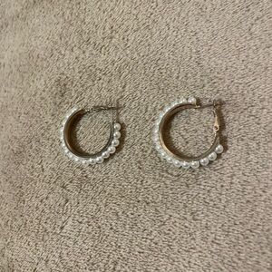 Elegant Pearl Hoop Earrings